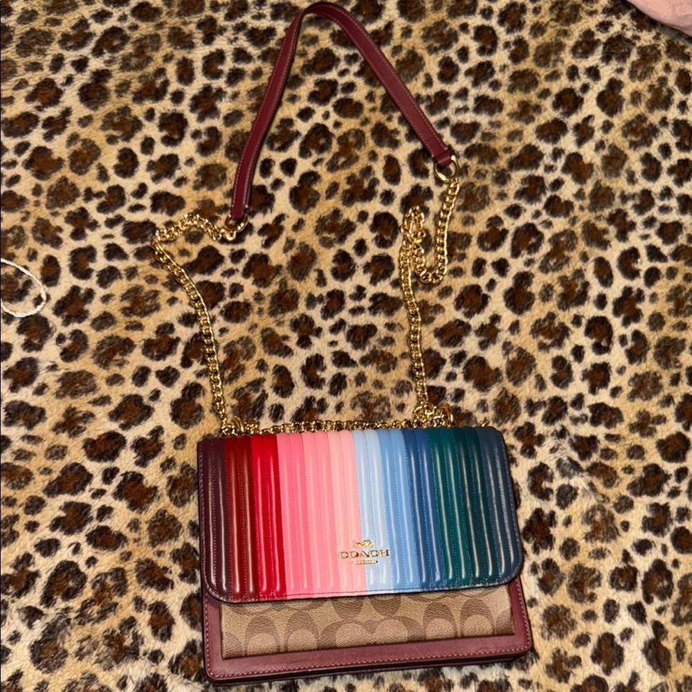 Coach Red and Pink Crossbody Bag with Gradient Design